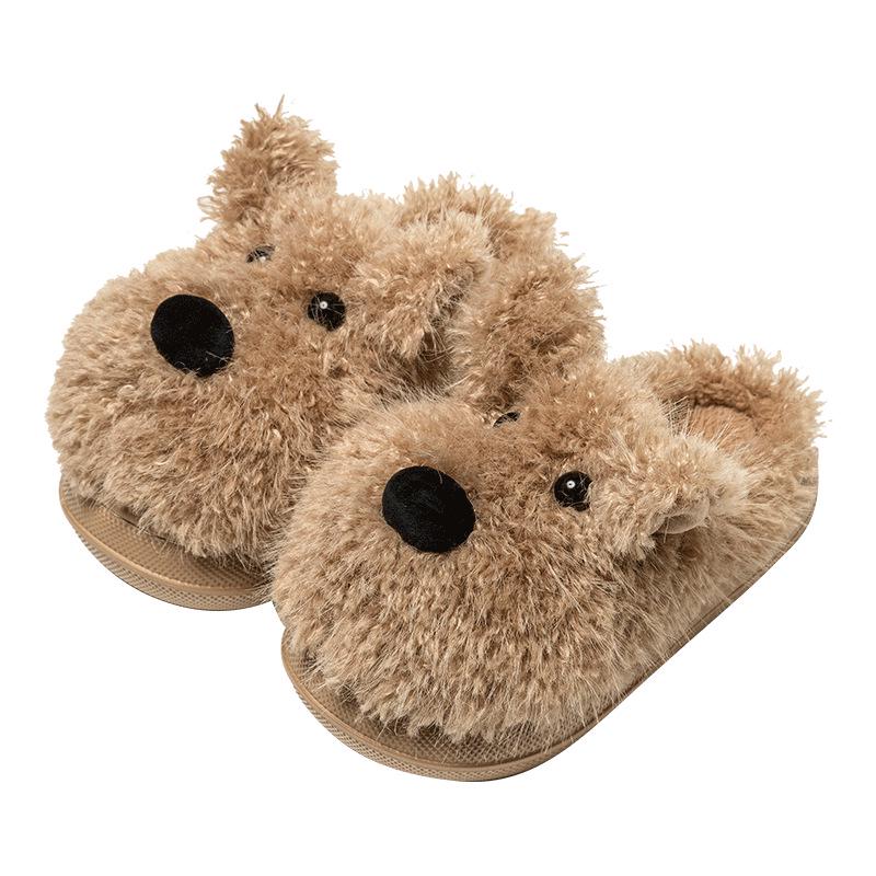Зима 2025 Милые Мультяшные Щенки Детские Плюшевые Хлопковые Тапочки для Родителей и Детей, Девочек, Мальчиков и Подростков — Теплые и Уютные