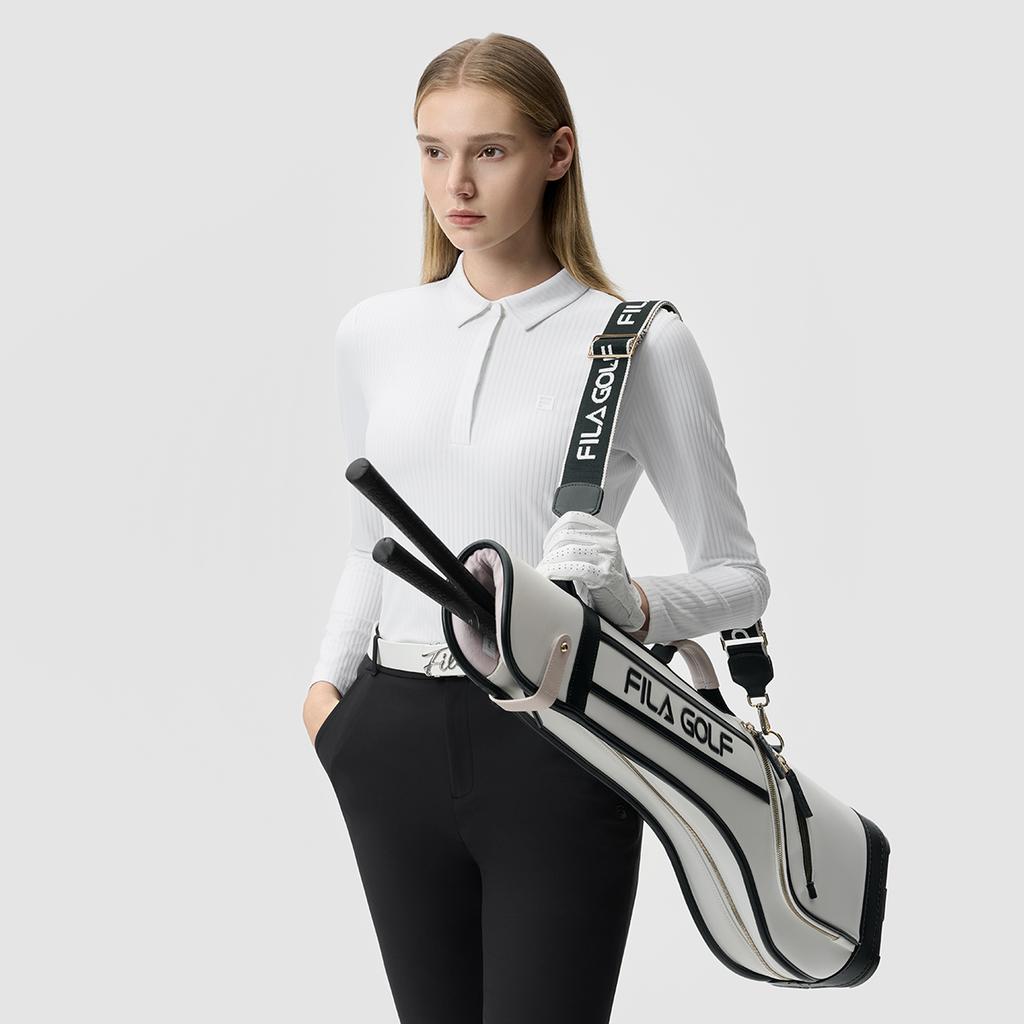 Fila Серия Гольф Простой Модный Универсальный Вязаный Поло с Длинным Рукавом Женские топы Нефритово-Белый A11W515207F-WT