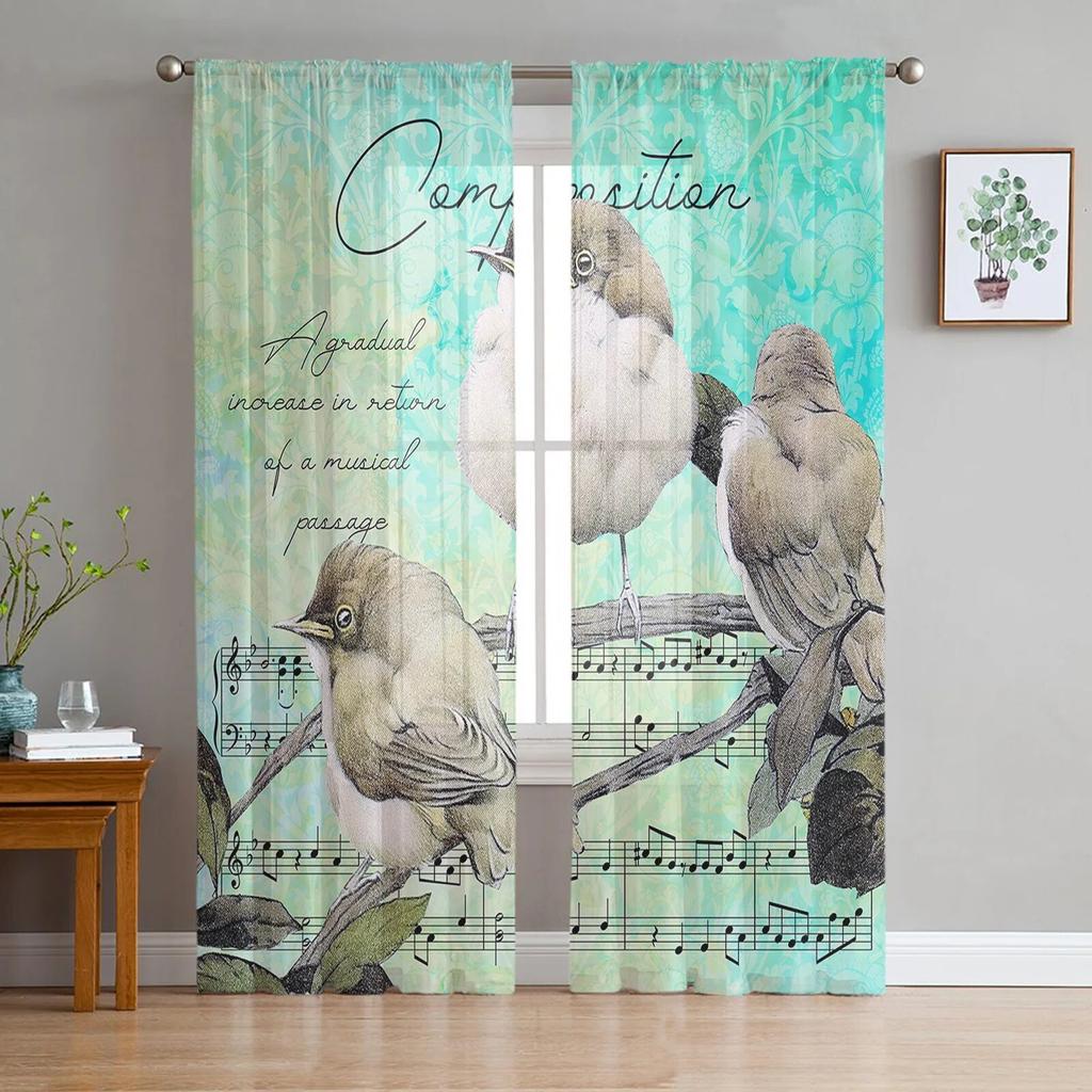 Птица, цветок, лепесток, ветка, современные тюлевые шторы с принтом для спальни, балкона, декора, креативная модная домашняя прозрачная занавеска