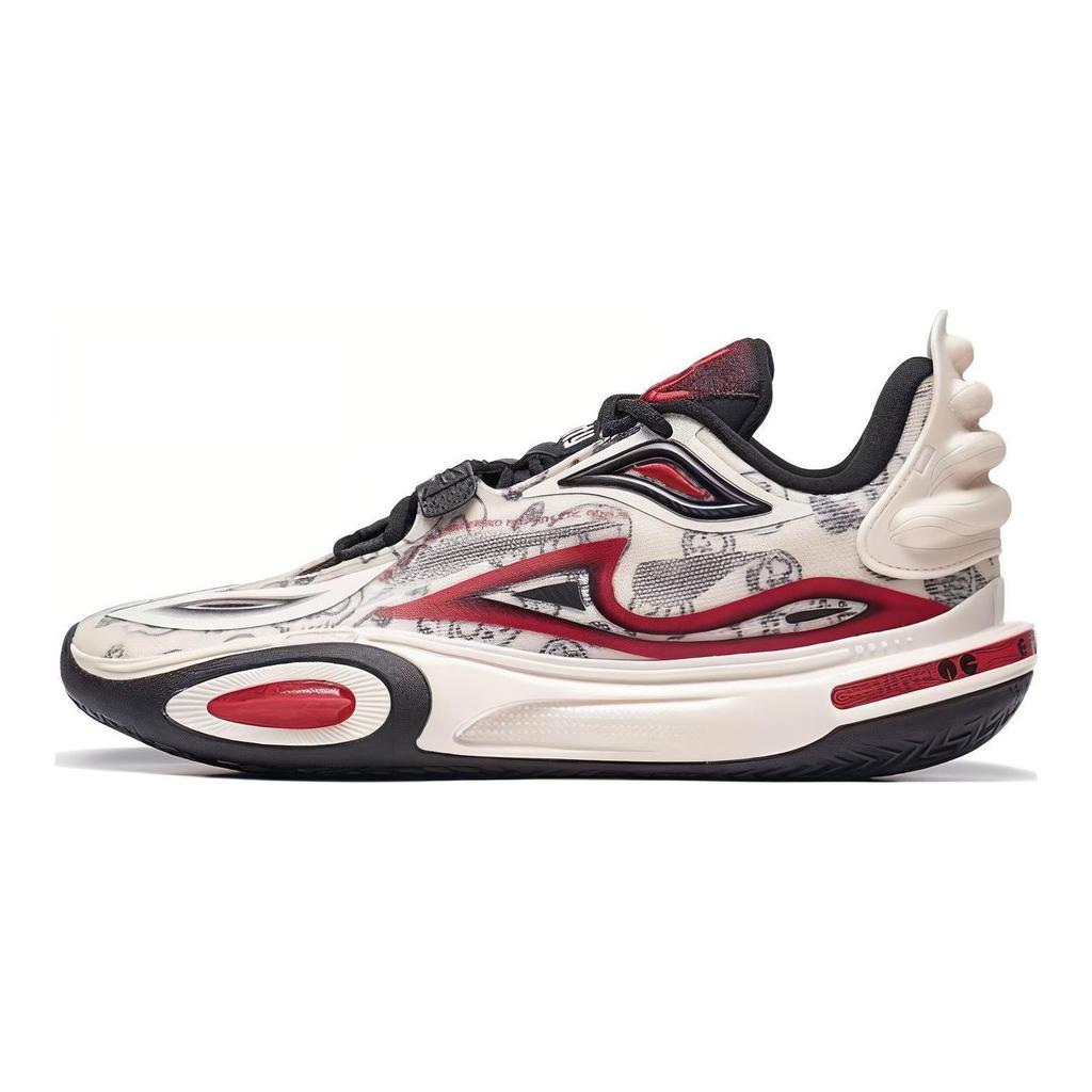Li Ning All City 11 V2 Детские и подростковые Удобная амортизация, Износостойкие Низкие Баскетбольные кроссовки Унисекс Красный Белый ABPT051-1