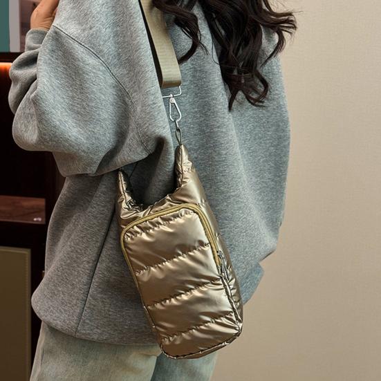 Сумка для стакана с водой с широким плечевым ремнем, карманами на двойной молнии, водонепроницаемой тканью, регулируемым ремнем, стеганой тканью, сумка для телефона