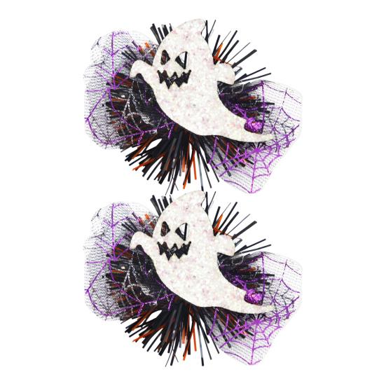 Yousheng 1 Pair Halloween Dog Barrettes Witch Hat Pet Hair Clip Felt Skull Gauze Cobweb Hair Accessories for Puppy Cats Festive Dress-up