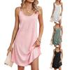 2025 Лето Круглый вырез Без рукавов Однотонные повседневные платья Холтер Женская модная элегантная женская одежда
