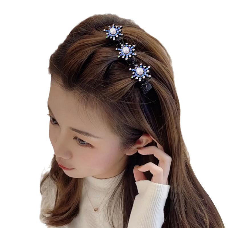 Women Elegant Flower Pearls Braid Hairpins Sweet Hair Clip Braid Decorate Flower Tooth-shaped B K2W7