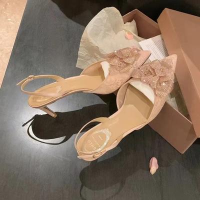 Модная обувь с цветами, женские шлепанцы на высоком каблуке, роскошные туфли на каблуке с кристаллами, лето 2025, сандалии с острым носком, туфли-лодочки, шпильки, женские кроссовки