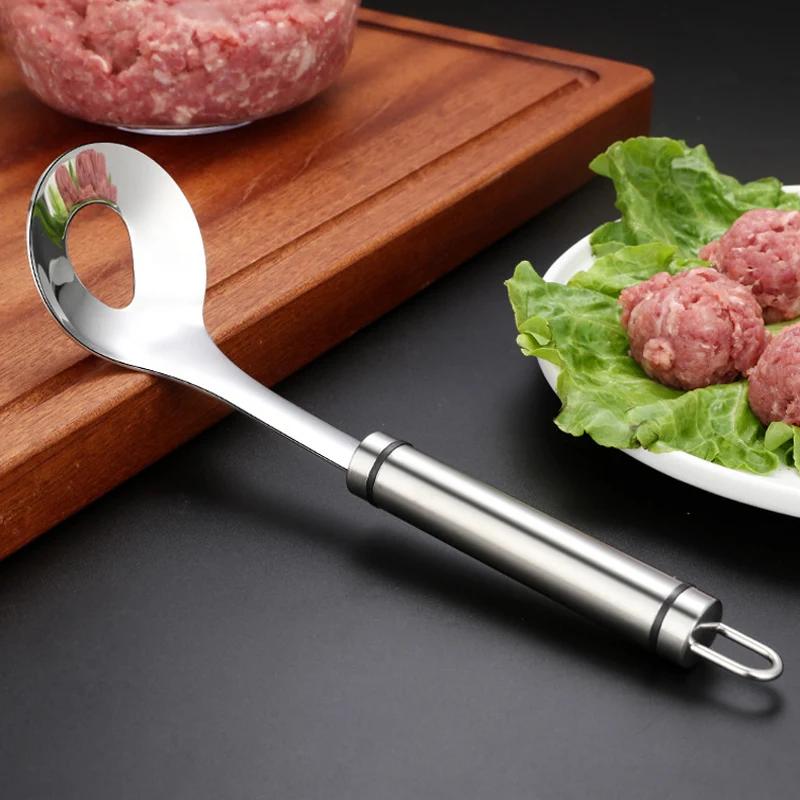 Ложка для фрикаделек из нержавеющей стали, совок для фрикаделек, самодельная форма для фрикаделек, антипригарный фрикадельковый инструмент для приготовления фрикаделек, кухонные гаджеты