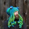 Halloween Party Funny Octopus Head Crochet Wool Octopus Hat