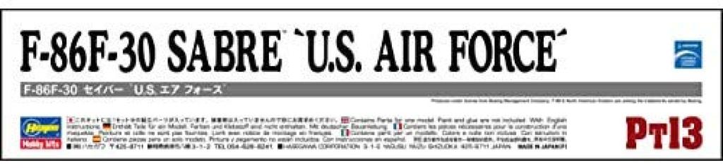 Hasegawa scale Air Force Sabre Air Force Plastic Model Kit PT13 1/48 U.S. F-86F-30 U.S.