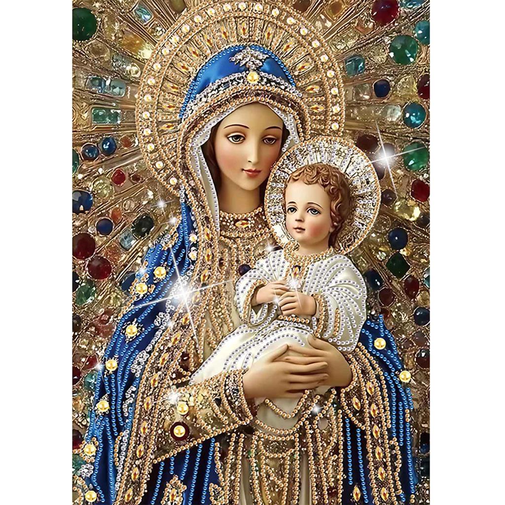Virgin Mary Partial DIY 5D Special Shaped Drill Diamond Painting Kit for Adults/Beginners Gift Idea Home Decor 30x40cm
