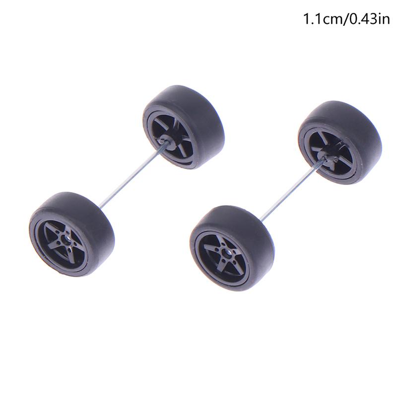1Set Diy Racing Vehicle Toys 1:64 Car Wheels For Rubber Tire With Wheel Axle Model Modified Part