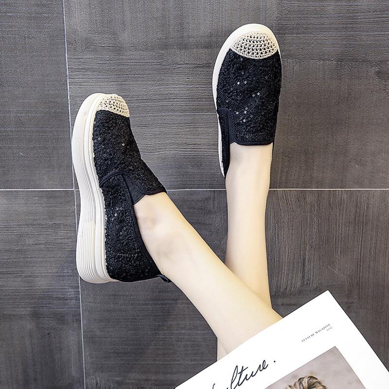 Женская летняя обувь рыбака женская обувь новая универсальная летняя толстая подошва увеличивающая рост сетчатая дышащая парусиновая ленивая на одном педале