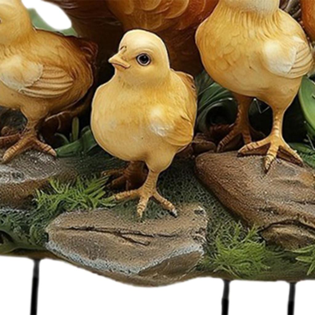 Garden Hen and Chicks Stake Yard Sign Ornament 2D Decorative Accessories for Walkway