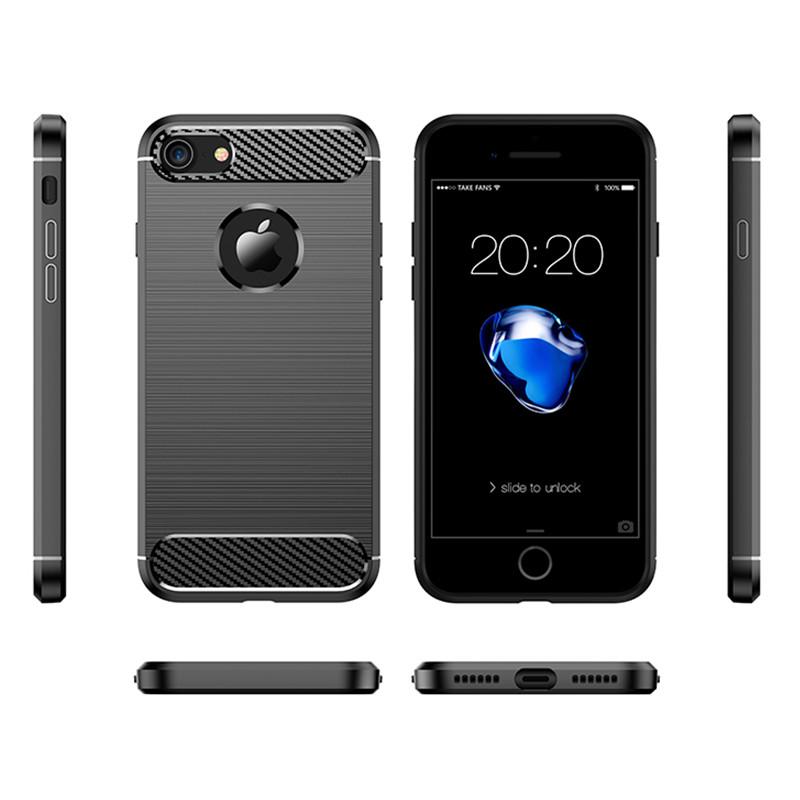 Ударопрочный силиконовый бампер из углеродного волокна для Apple iPhone 8, Чехол для iPhone 7, 4,7 дюйма
