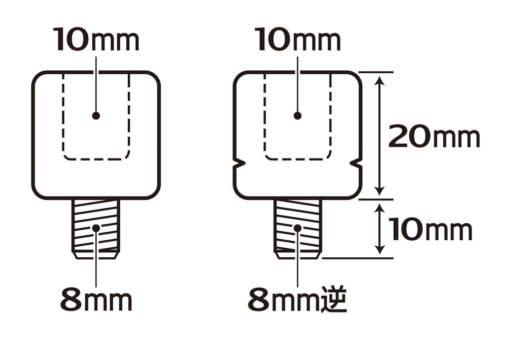 Мотоциклетное зеркало Tanax CM-3, Адаптер для преобразования диаметра резьбы Napoleon, Хромирование, 0,4 дюйма (10 мм) в обратном направлении 0,3 дюйма (8 мм)