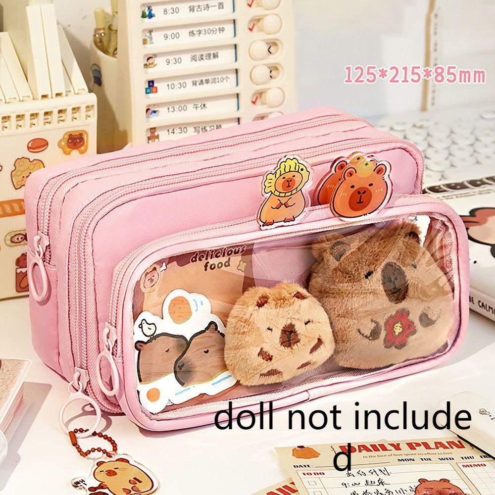 Detachable Pencil Case Capybara Stationery Storage Pouch Pen Bag for Office School Supplies