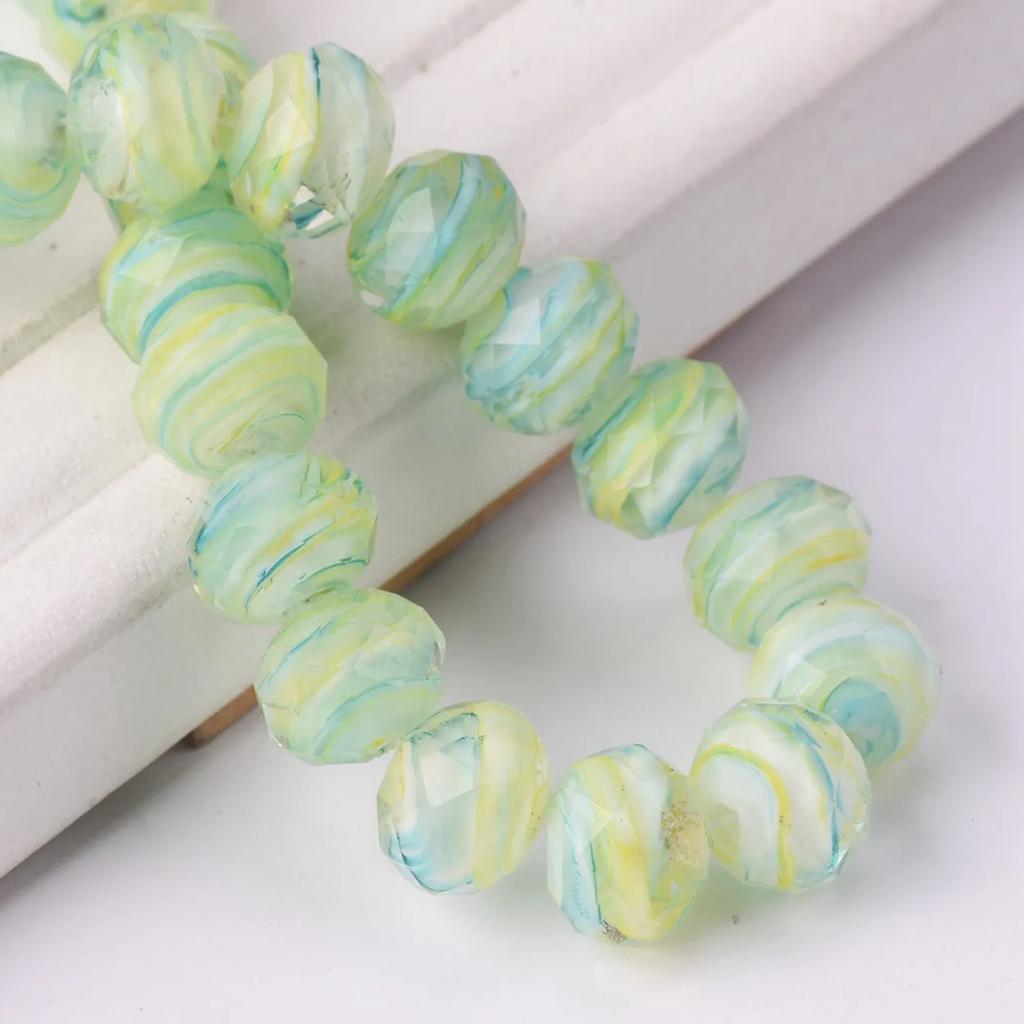 10pcs 12x8mm Rondelle Faceted Opaque Lampwork Glass Loose Spacer Beads For Jewelry Making DIY Crafts Findings
