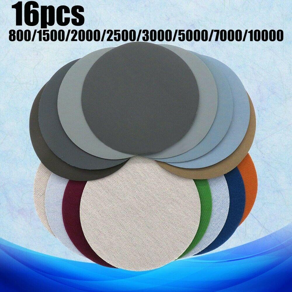125mm Wet And Dry Sanding Discs 5 Inch Sandpaper Hook & Loop Pads Grit 800-10000