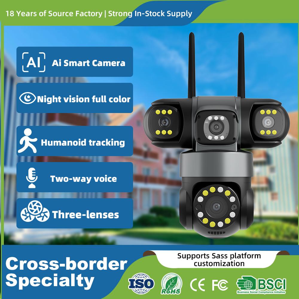 YOOSEE Ai APP Камера Уличная Водонепроницаемая HD 6MP WIFI IP CCTV Ночное Видение Двусторонняя Связь Умная Камера PIR Мобильное Отслеживание Трехлинзовая Камера