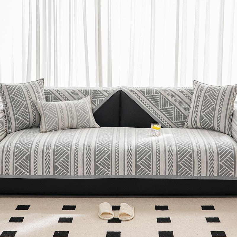 Sofa  New Leather Sofa Backrest Cloth Towel One Piece Combination Sofa Seat Cushion Popular Straight Row Light Luxury