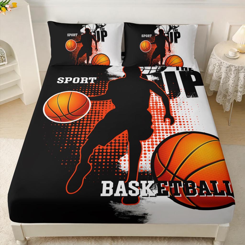 Матрас с рисунком «Спортивные мячи», трехпредметный комплект постельного белья с цифровой печатью, для взрослых и детей