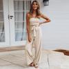 Women Spring Summer Backless Slim Fit Jumpsuits Straight Pants Set