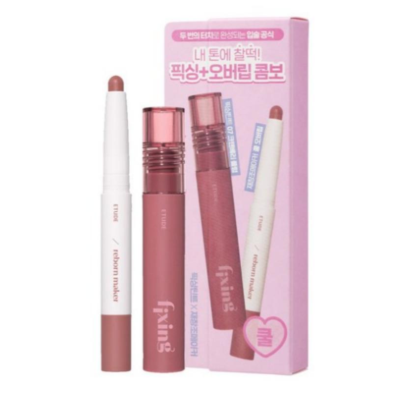 Etude Fixing Tint x Re-Creation Maker Set Cool (07 Cranberry Plum Fixing Tint + Cool Over Lip Maker)