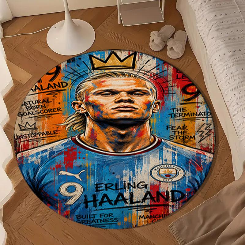 Erling Haa-land's Electric Moment Round mat Home Decor, Chair rug For livingroom,Bedroom, doormat home decor Birthday Gift Christmas Gifts