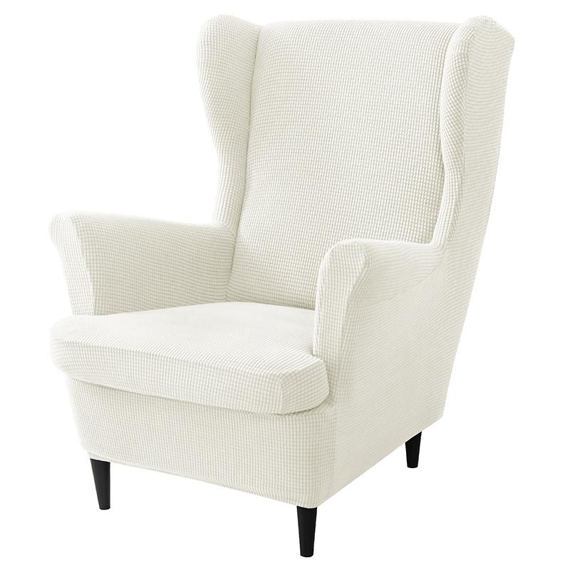 3 Piece Stretch Wingback Chair Slipcover Set With Ottoman And Cushion Cover High Back Armchair Protector
