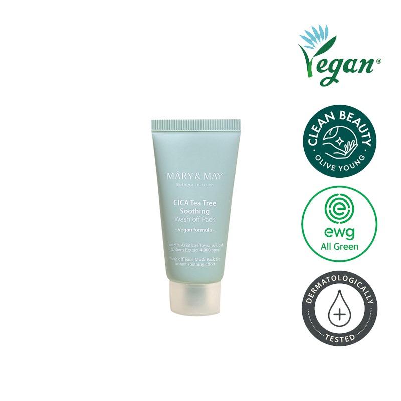 Mary&May CICA TeaTree Soothing Wash off Pack 30g - Успокаивающе-разглаживающая кремовая маска для смывания
