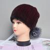 Natural Mink Fur Hat for Women New Winter Warm Hats with Balls Luxury Lady Knitted Stretch Real Mink Fur Christmas Hat