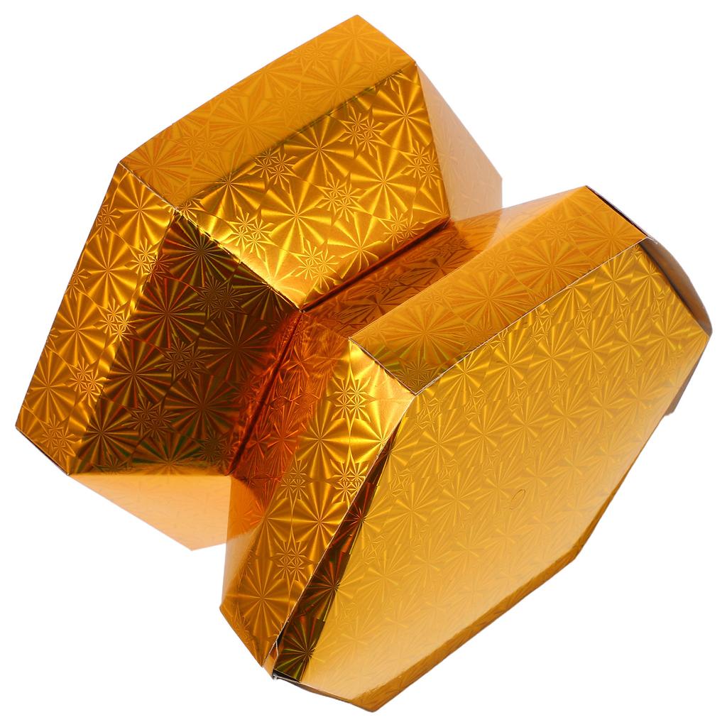 Hexagon Paper Base Golden Finish Buddhist Temple Decoration Mid-Autumn Festival Fruit Folding Tower Flower Basket Sacrifice