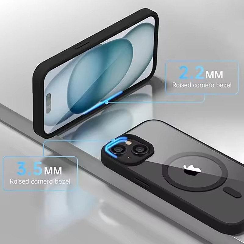 Роскошный прочный магнитный чехол Magsafe Hard Case для iPhone 16 15 14 13 12 11 Pro Max Plus прозрачный матовый тонкий противоударный чехол