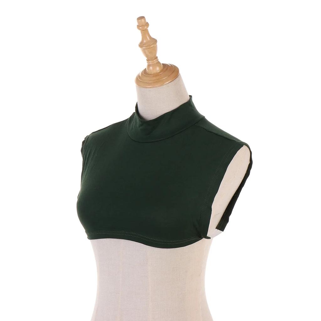 New Womens Muslim Modal Fake False Collar Islamic Hijab Extensions Turtleneck High Neck Cover Warmer Bright Solid Color Half Top