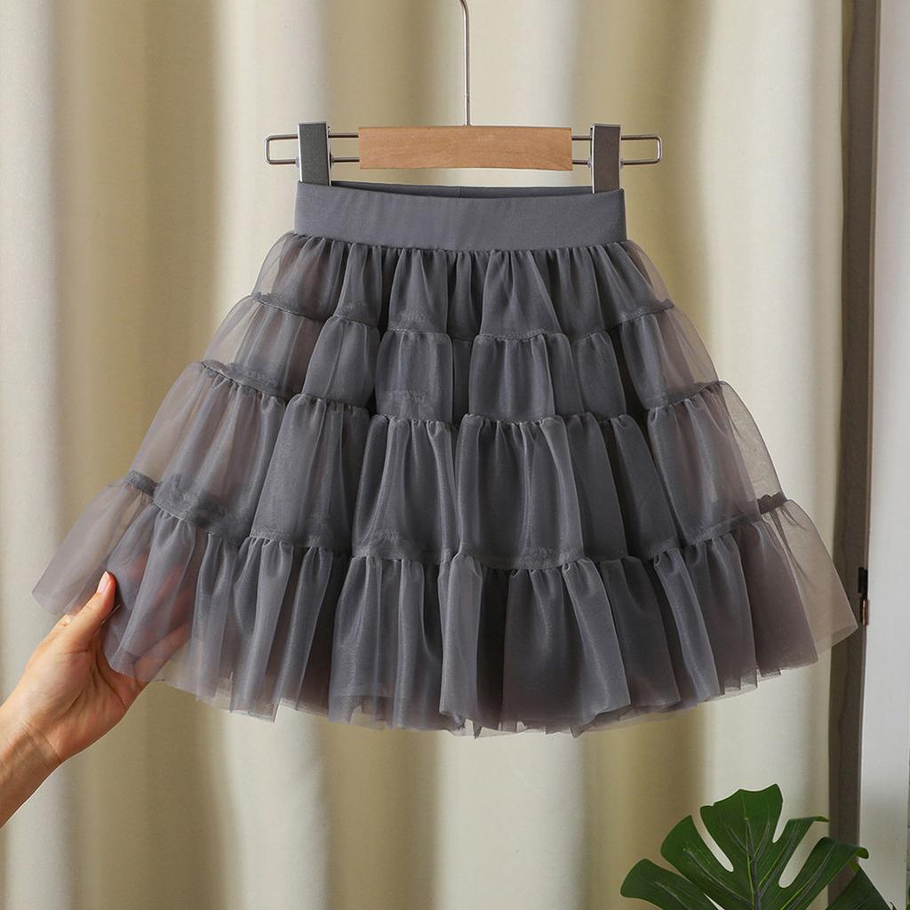 Юбка миди для девочки Стильная юбка принцессы из сетки Универсальная и пышная внутренняя юбка