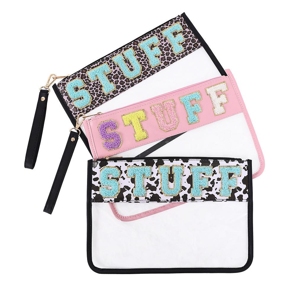 Embroidered Alphabet Pvc Toiletry Kit For Men And Women