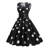 Женское вечернее платье, винтажное контрастное цветное платье в горошек с бантом на талии, трапециевидной формы с большими качелями, тонкое платье без рукавов с открытой спиной и V-образным вырезом, платье миди в стиле принцессы
