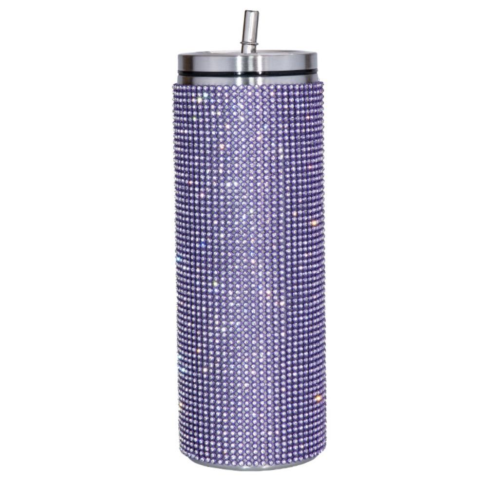 Bling Rhinestone Thermos Bottles Leopard Print Stainless Steel Water Bottle  Outdoor Activities