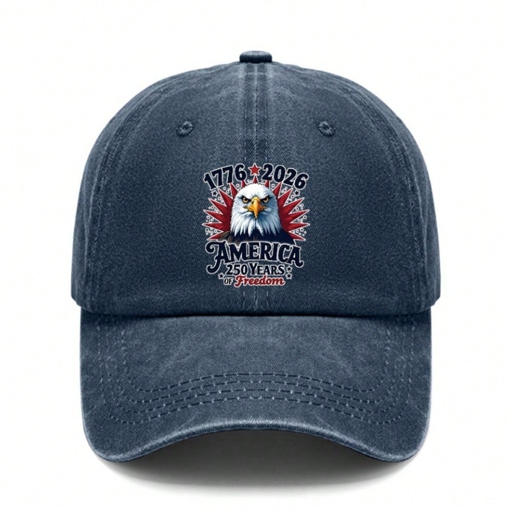 Patriotic Baseball Cap - 250Th Anniversary USA Patriotic Eagle Print Polyester Adjustable Breathable Lightweight Curved Brim Sun Protection Casual