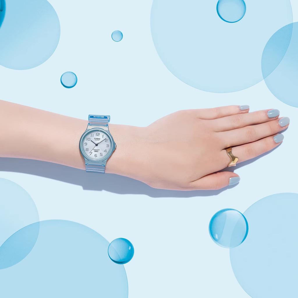 Casio Аналоговые часы MQ-24S-2B с уретановым ремешком, унисекс, прозрачно-голубые, импортные [параллельный импорт]