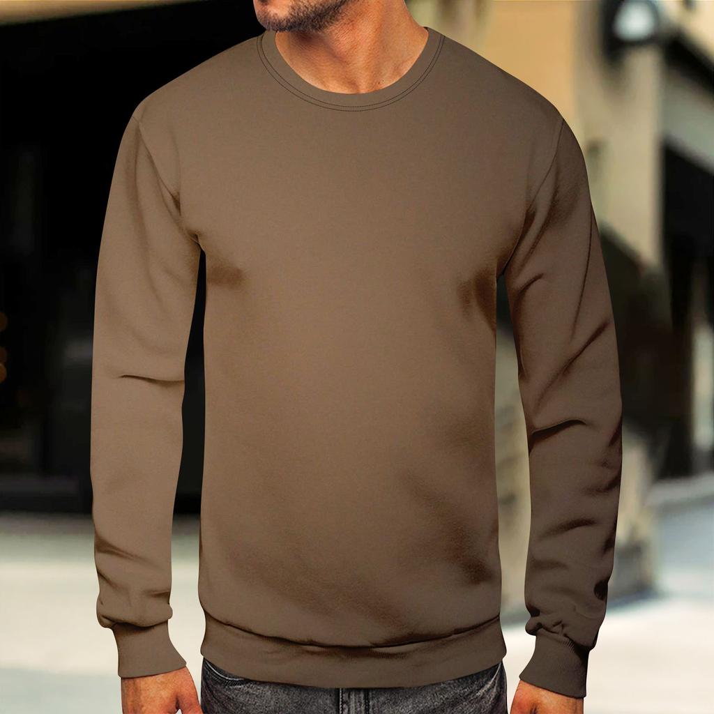 Мужские топы с круглым вырезом, мужской повседневный модный пуловер с длинным рукавом и круглым вырезом