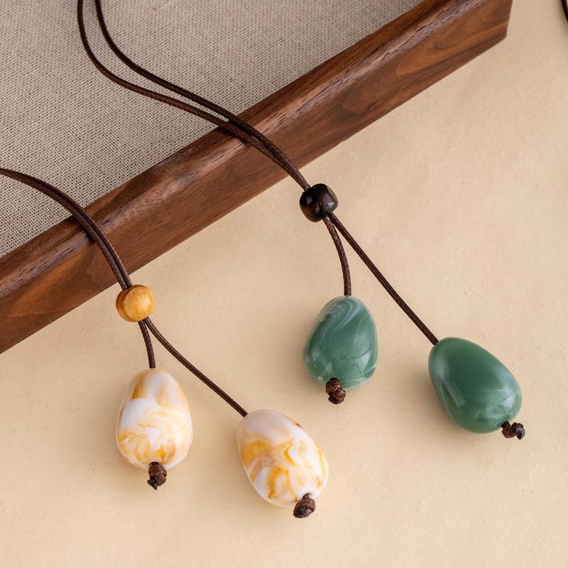 Элегантное длинное овальное ожерелье-подвеска в китайском стиле, лесная система, простое винтажное дзен-дизайн, ювелирный аксессуар