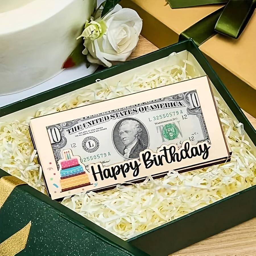 1pc Wooden Cash Gift Wallets Birthdays Party Decoration DIY Cash Envelopes Greeting Cards for Birthday Handmade Wallet Gifts Box