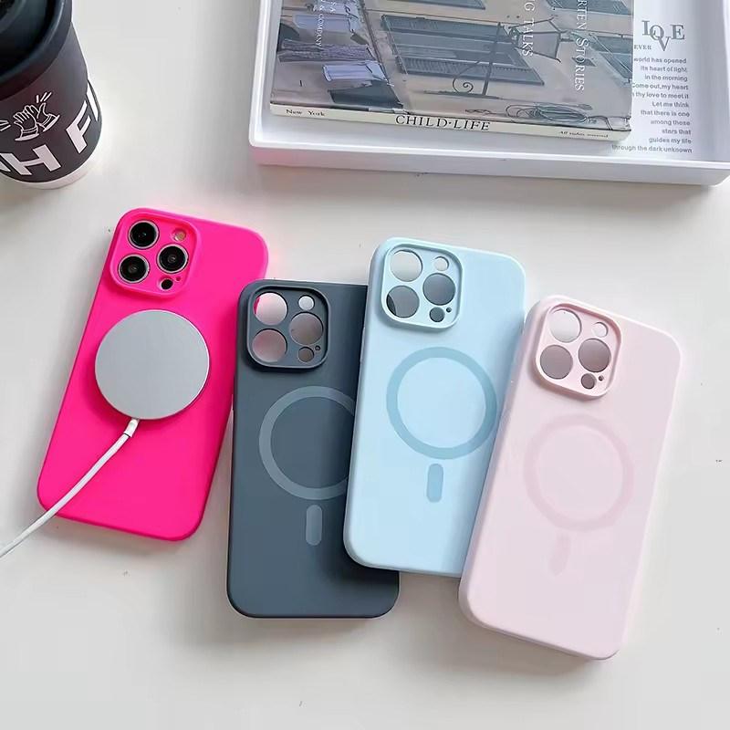 Оригинальный жидкий силиконовый матовый флуоресцентный чехол Magsafe для iPhone 16 15 14 13 12 Pro Max беспроводной зарядный магнитный мягкий чехол