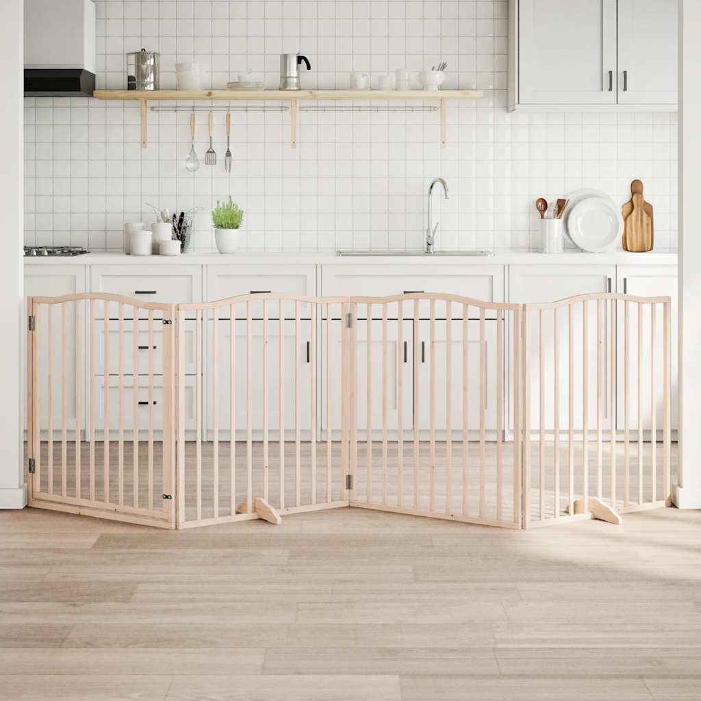 4 Piece Foldable Dog Gate 320 cm Poplar Wood
