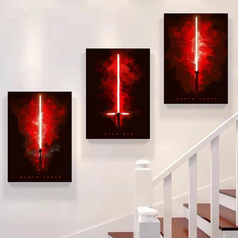 Постер к фильму Звёздные войны Домашнее украшение Световой меч Холст Принт Картина Настенное искусство Картины для декора игровой комнаты Cuadros