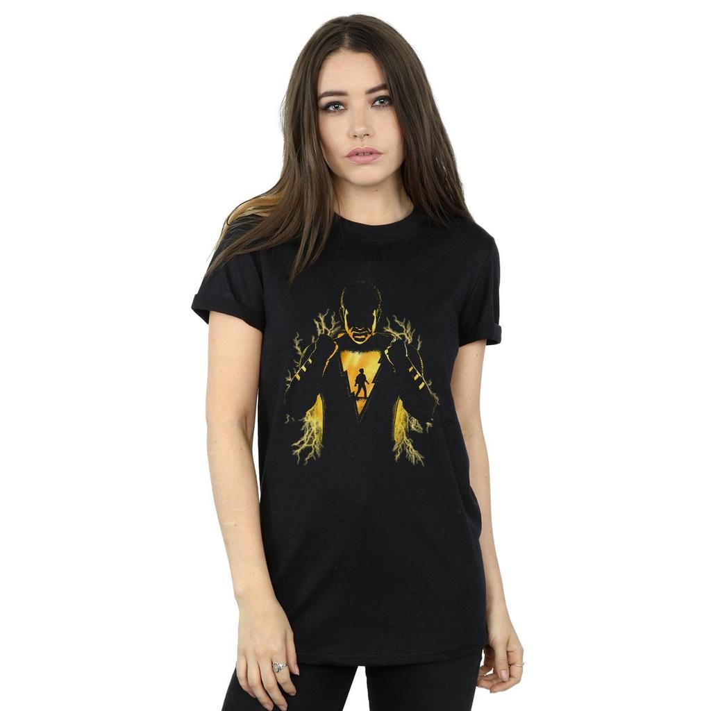 DC Comics Womens/Ladies Shazam Lightning Silhouette Cotton Boyfriend T-Shirt