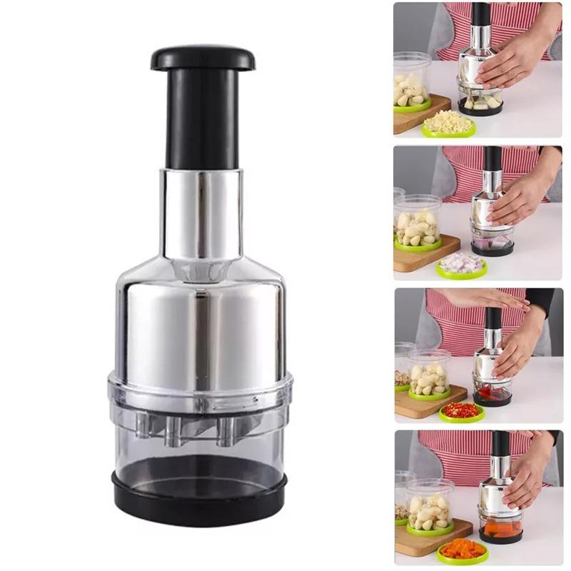 304 Stainless Steel Manual Press Type Garlic Mincer Kitchen Supplies Multifunctional Garlic Onion Vegetable Chopping Machine
