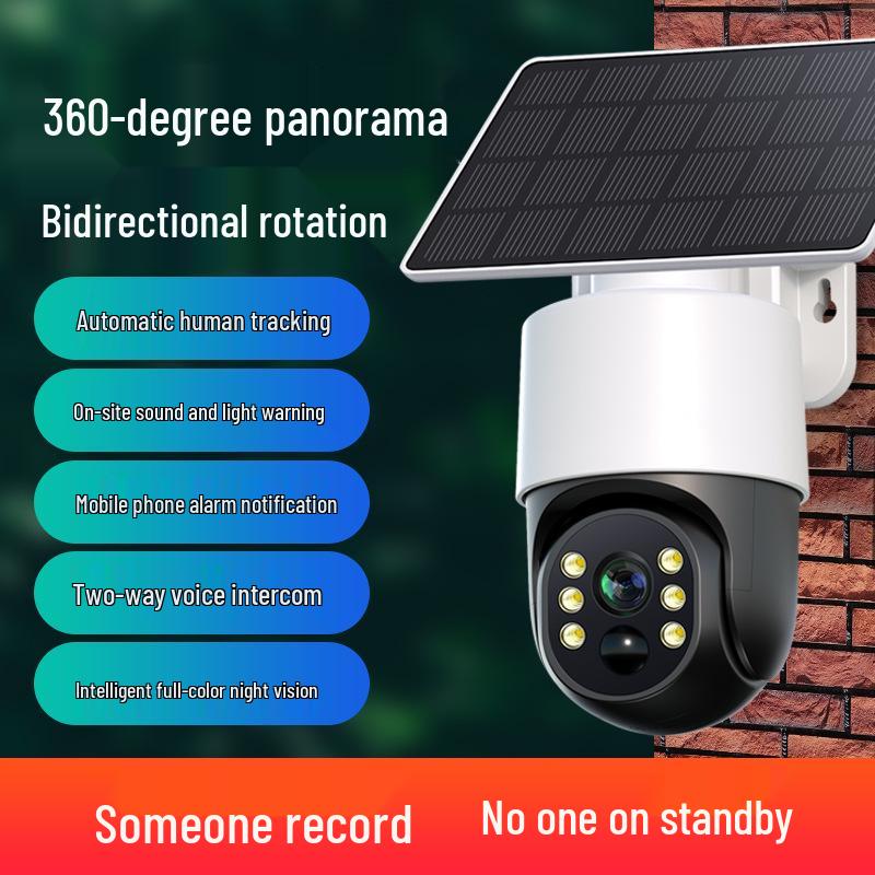 360° Panoramic Wireless Solar Camera: No Power/Network Needed, Lifetime Free Traffic Monitoring for Outdoor Use