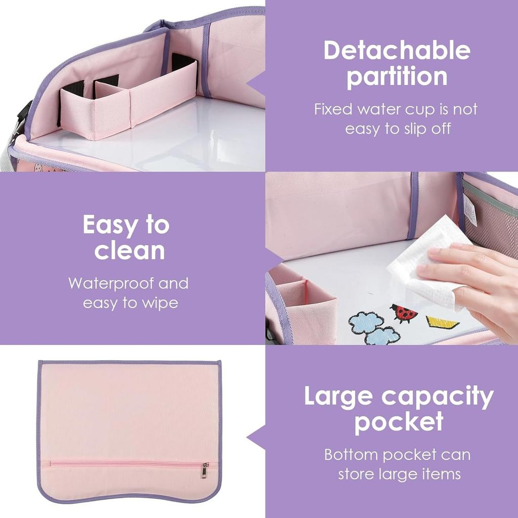 Car Tray Table for Kids Cars Seat Travel Tray Portable Drawing Board Play Pallet Cars Seat Detachable Lap Trays Carseat Table Trays for Kids in Car