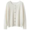 2025 Women's Cashmere Round Neck Cardigan: Solid Color, Loose Knit, Long Sleeve